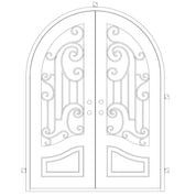 Piano full arch top iron french door thermally broken.