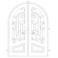 Double entryway doors made with a thick iron frame. Doors feature 3/4 glass panels behind intricate iron designs and are thermally broken to protect from extreme weather.