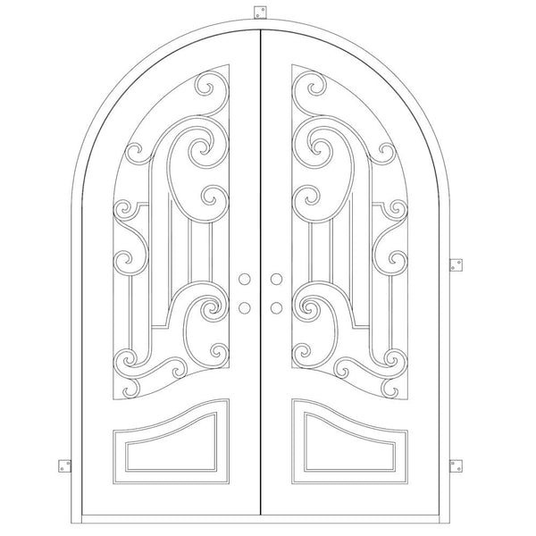 Piano full arch top iron french door thermally broken.