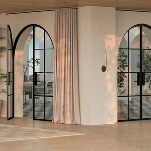 PINKYS Air 5 Interior Black Double Full Arch Steel Door w/ No Threshold - Lifestyle Photo