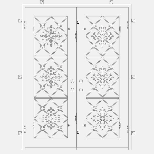 San Francisco flat top french entry door in bronze finish with double glass.