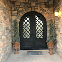 PINKYS Queensway Black Steel Double Full Arch Doors - exterior shot