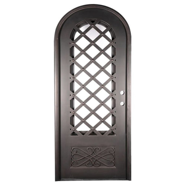 Queensway thermally broken single full arch entry door with double glass in black color.