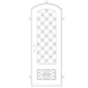 Queensway arch top single swing door with decorative ironwork and thermal break.