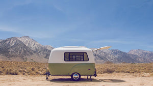 Camper picture in desert.