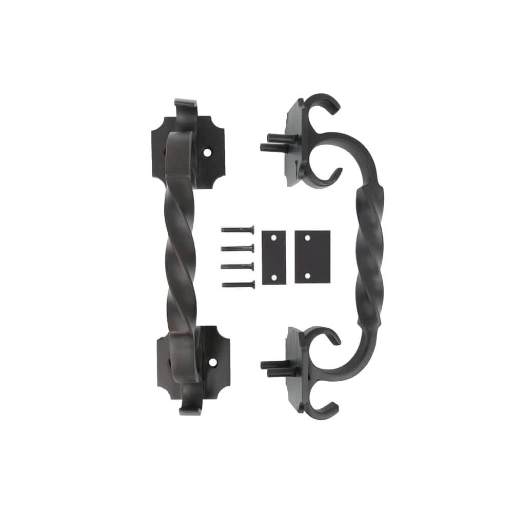 River black iron pull handle with bold hand made design.