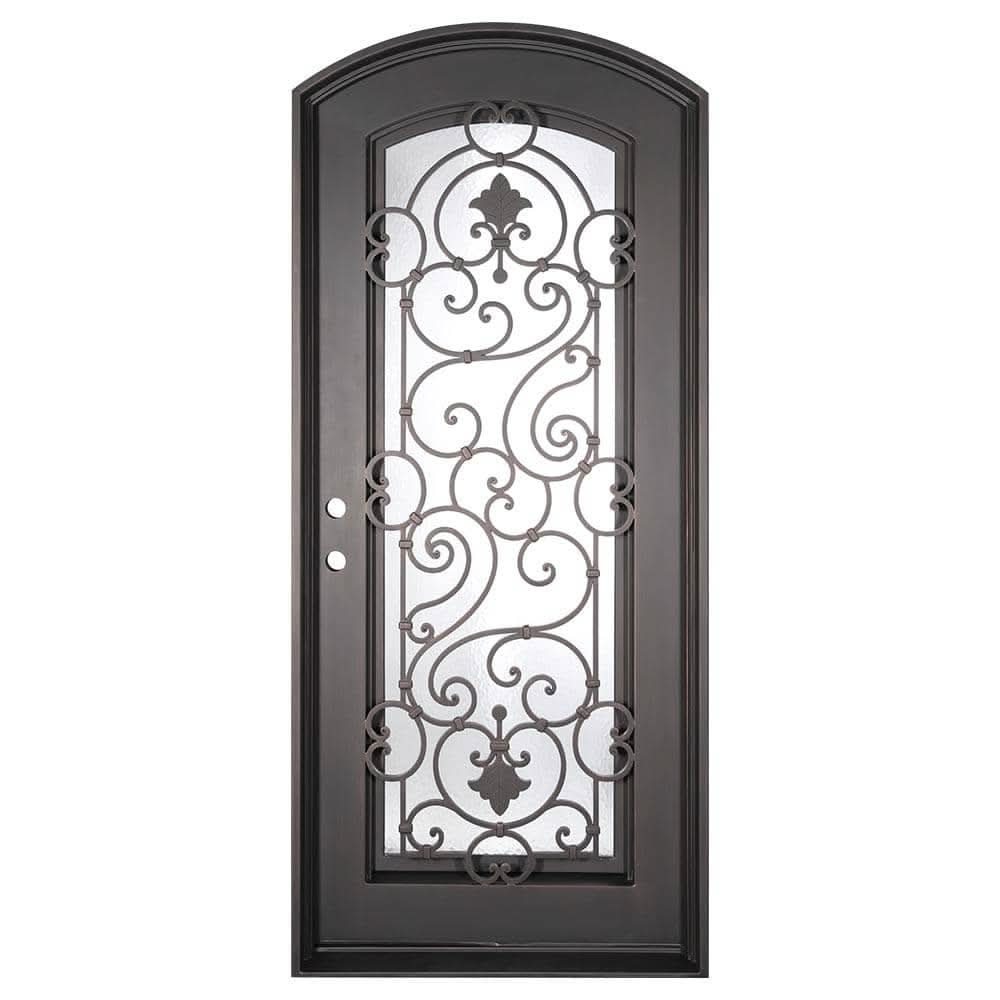 Shavo black finished subtle arch top door with thermal barrier.