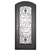 Shavo black finished subtle arch top door with thermal barrier.