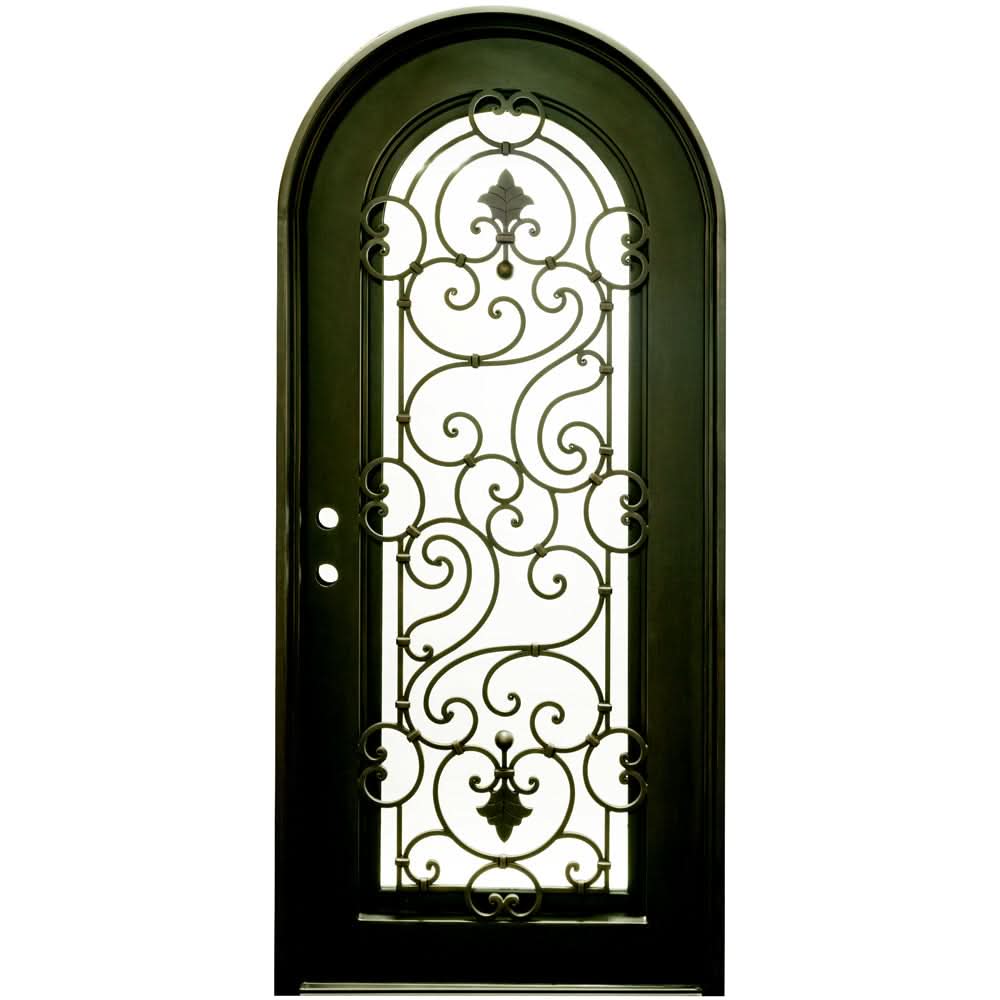 Shavo thermally broken single full arch door in matte black.