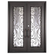 Sunset with Handgrip square top double exterior door in black finish with tempered glass.
