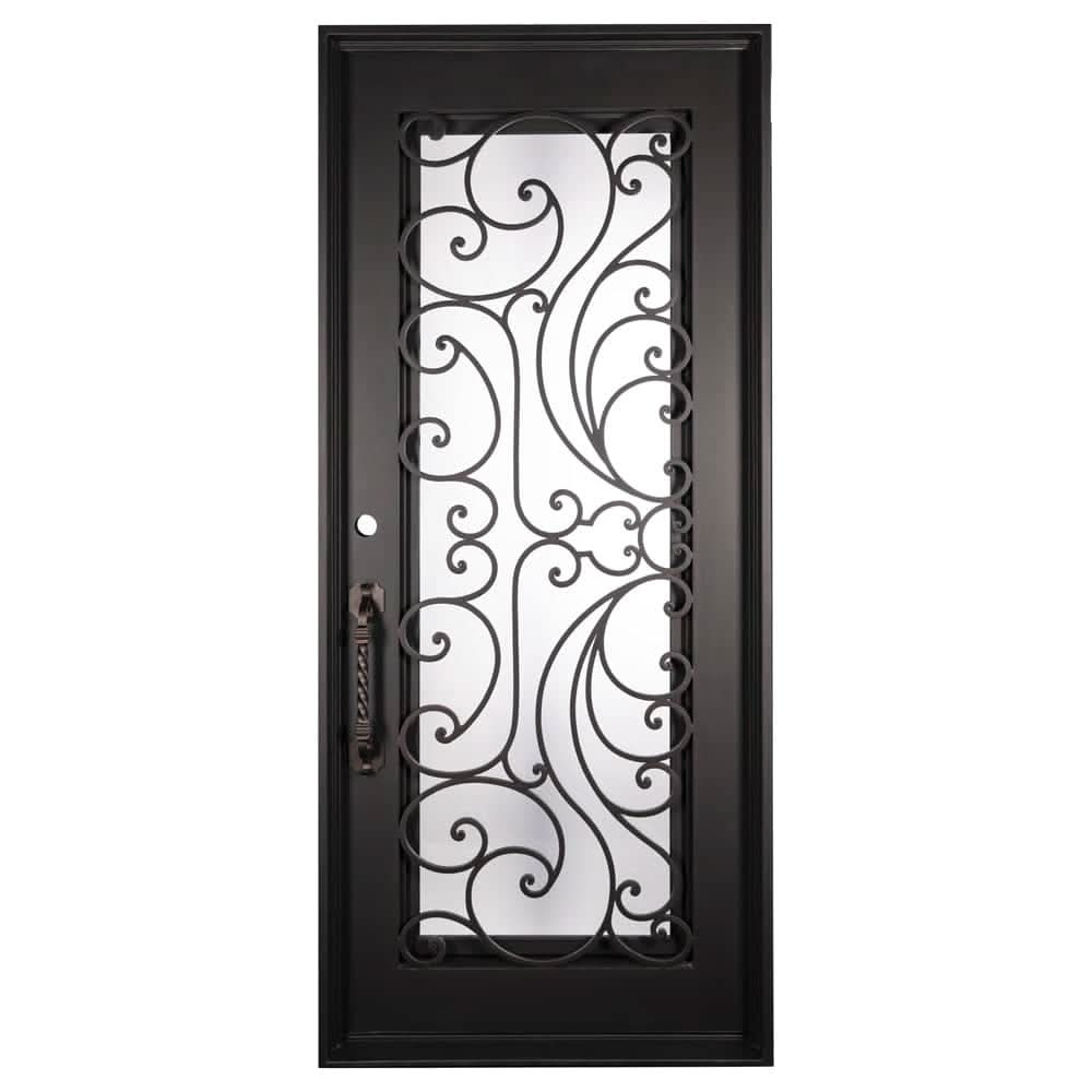 Sunset Bronze color cold rolled metal exterior single flat top single door with glass.