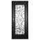 Single entryway door with a full glass panel behind intricate iron detailing. Door is made of iron and steel and is thermally broken to protect from extreme weather.