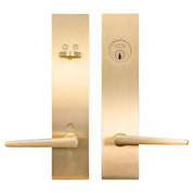 PINKYS lock with rectangular escutcheon and keyed cylinder in brass finish.