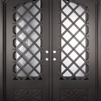 PINKYS Queensway Black Exterior Double Arch Steel Doors