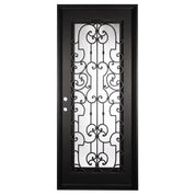 Washington Black metal flat top single entry door with energy efficient glass.