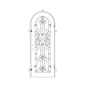 Washington black exterior iron single round top door with dual-pane tempered glass.