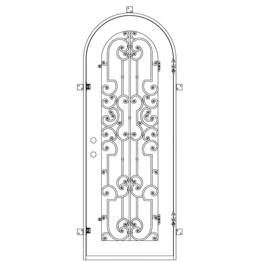 PINKYS Washington Black Steel Single Full Arch Doors