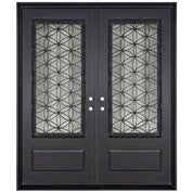 Woodstock black exterior metal double flat top swing door with glass.