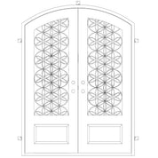 Woodstock metal arched top double entry door with thermal barrier and glass in bronze.