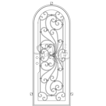 Load image into Gallery viewer, single full arch scroll design wrought iron door