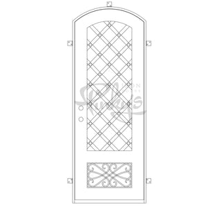 cross traditional pattern iron door with arch