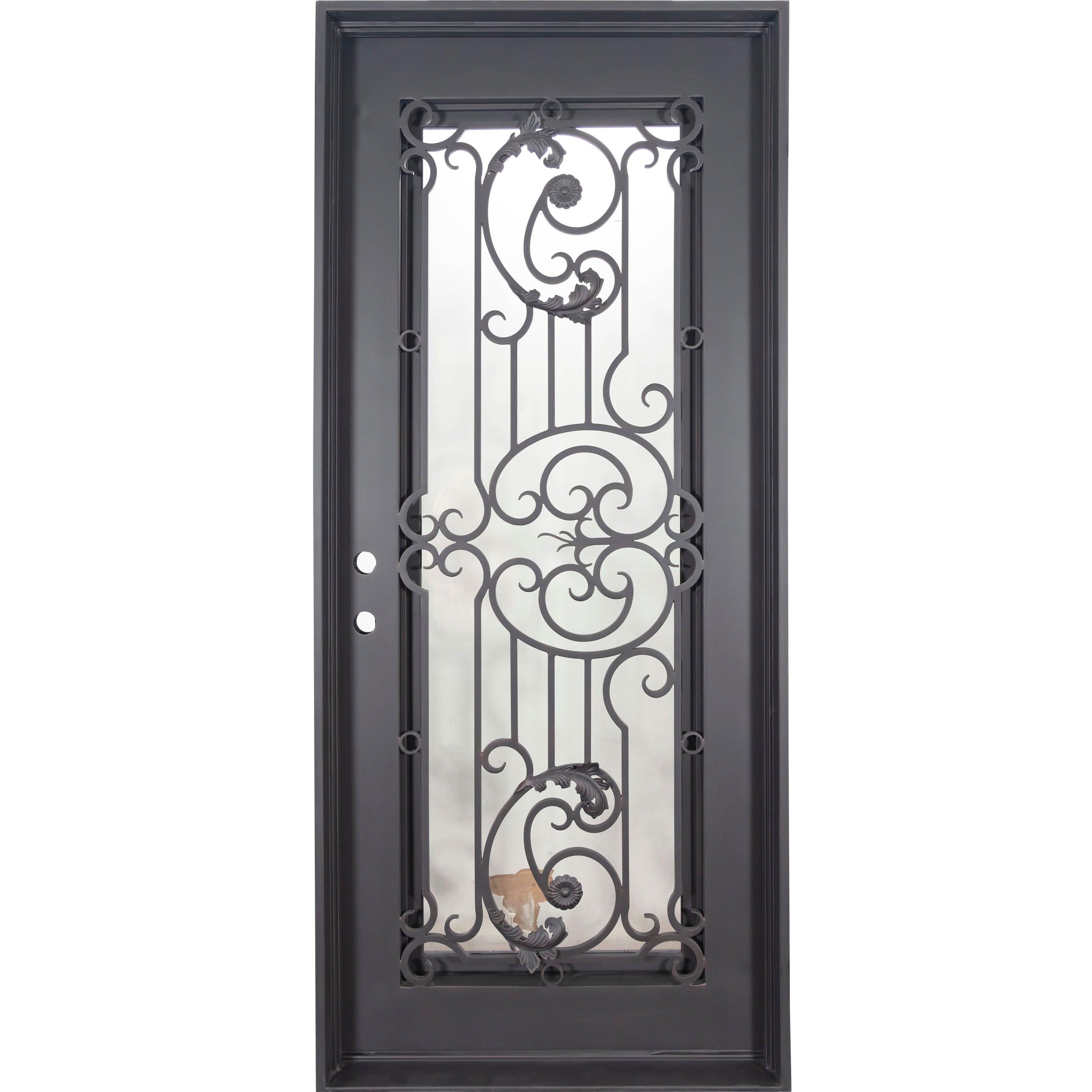 Manhattan single flat door with thermal barrier in bronze color.