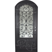Night metal hinged door with thermal break in matte black finish.