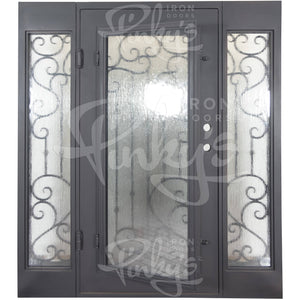 PINKYS Paris black flat top steel door w/ sidelights - thermally broken