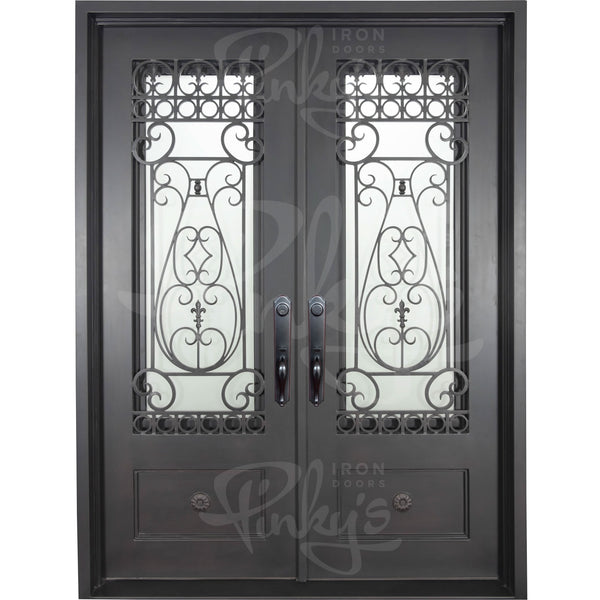 Parkside black exterior metal double door with dual-pane tempered glass and flat top.