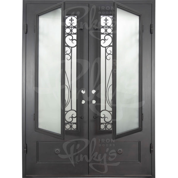 Parkside flat top french entry door in bronze finish with thermal barrier.