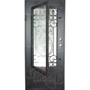 Parkside square top single swinging door with thermal break in bronze color.