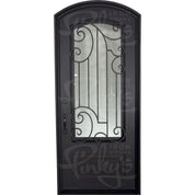 Piano arch top metal single swing door with thermal break.