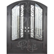 Piano double door with clear glass and thermal break in bronze.