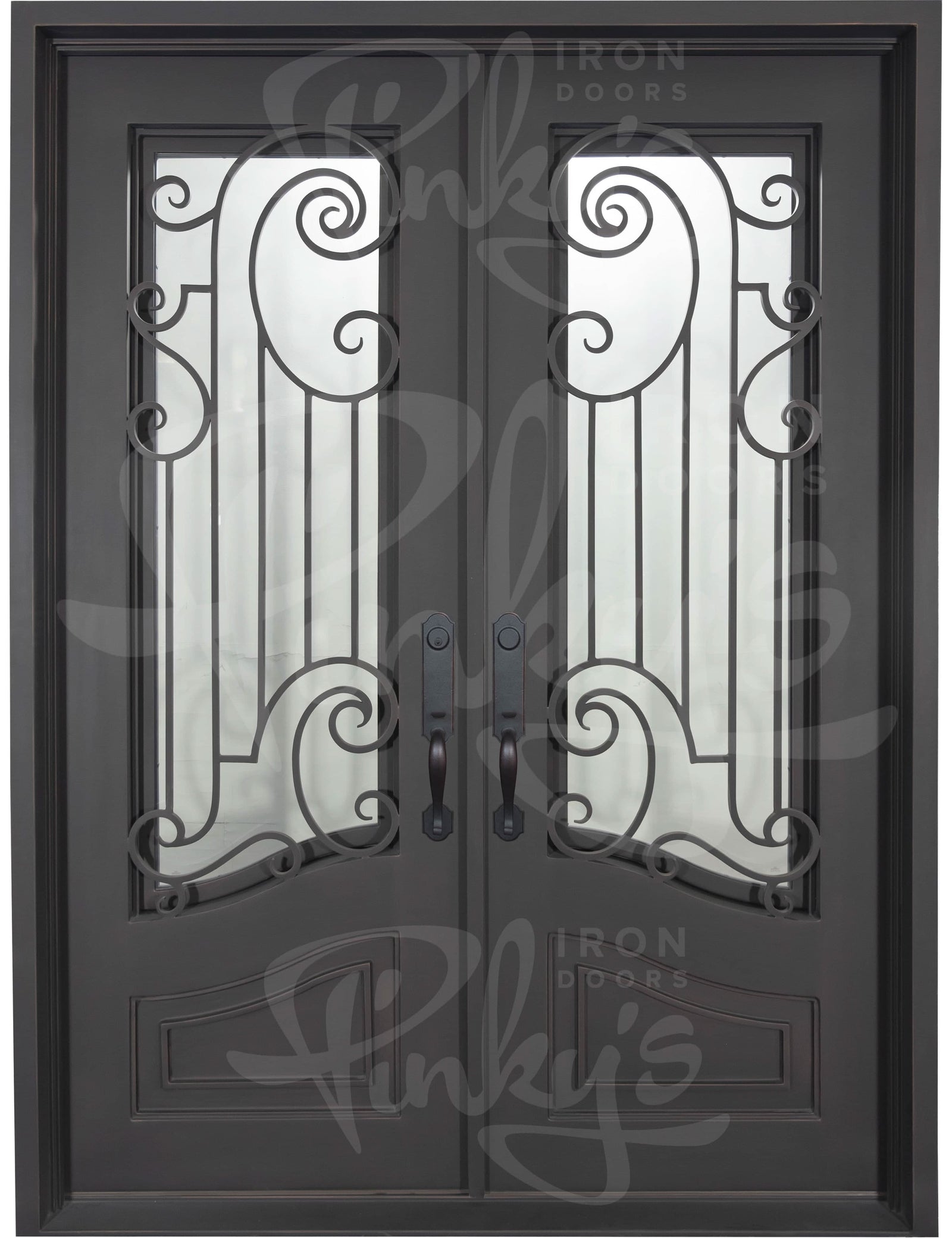 Piano flat top double exterior door thermally broken with thick glass.