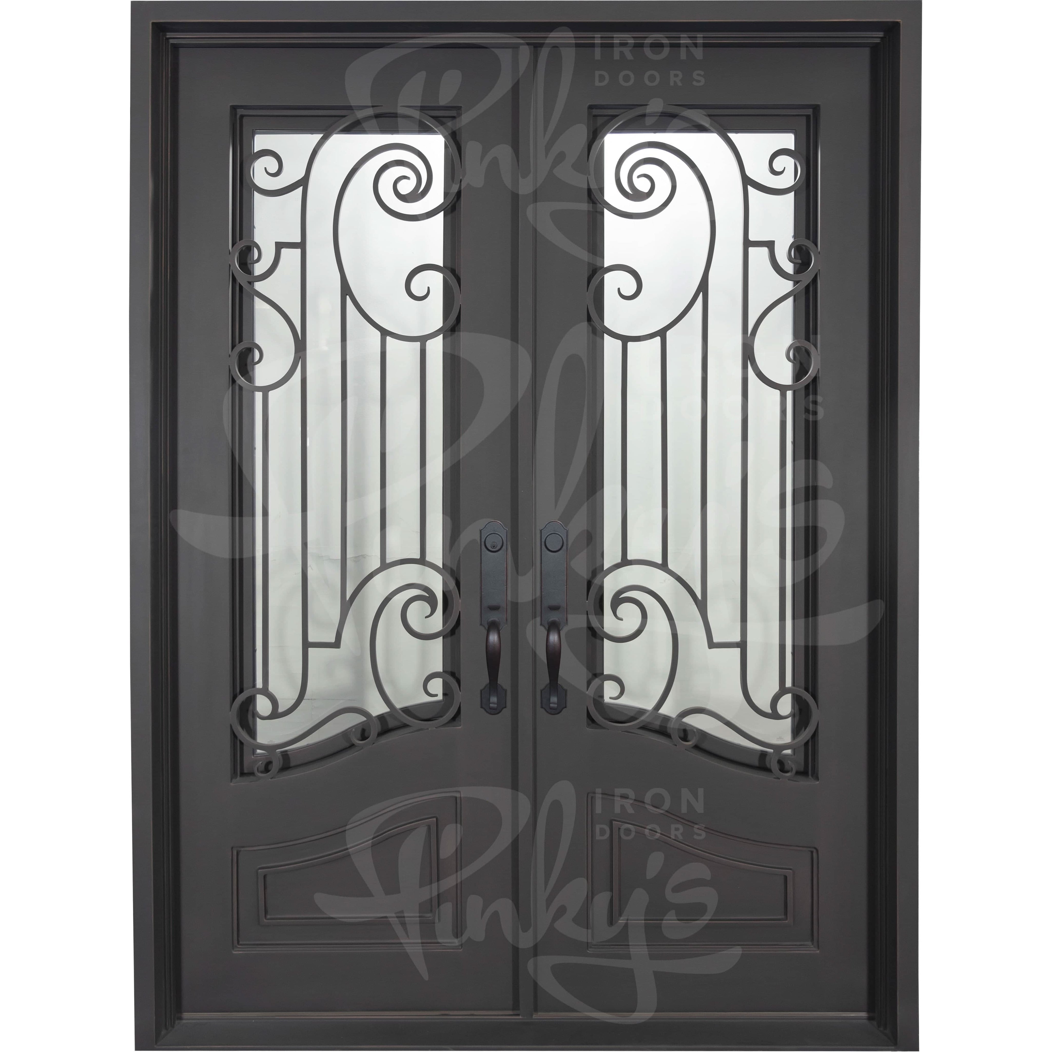 Piano flat top double exterior door thermally broken with thick glass.