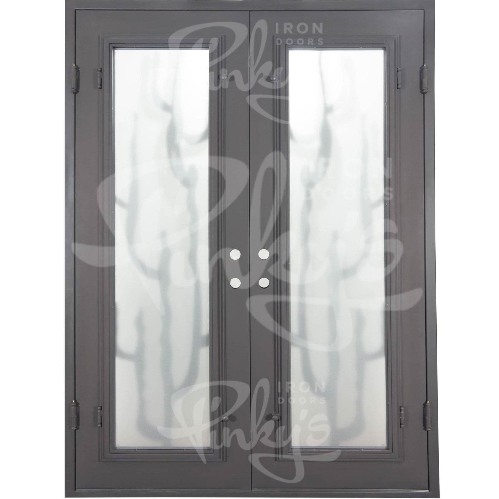 Roadtrip black iron double door with energy efficient tempered glass and square top.