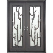 Queensway flat top french entry door with tempered glass and thermal barrier.