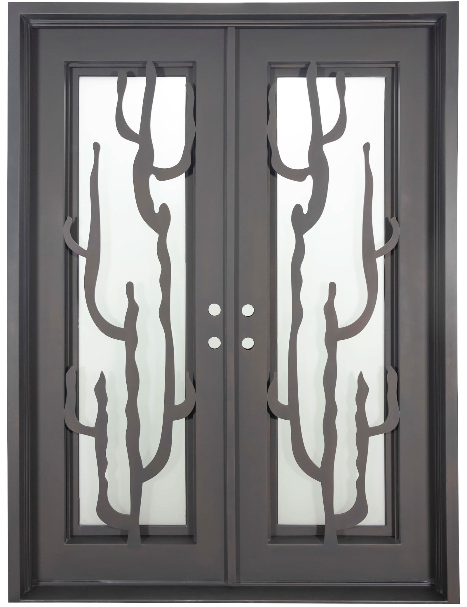 Queensway flat top french entry door with tempered glass and thermal barrier.