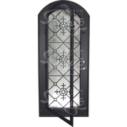 San Francisco arch top metal door in matte black finish for cold weather.