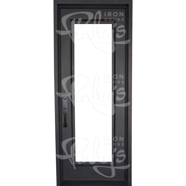 Standard flat top metal framed door with thermal break in matte black.